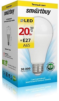 Лампа Smartbuy А65 20Вт 3000К Е27 1700Лм (100)