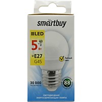 Лампа Smartbuy G45 5Вт 3000К Е27 470Лм (шарик) (100)
