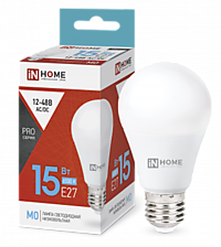 Лампа IN-HOME 12-48В 15Вт 6500К Е27 1200Лм диодная А60 (10)