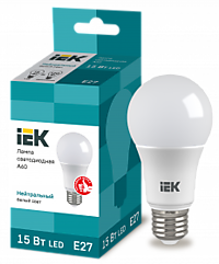Лампа IEK A60 15W 4000K E27 1350Лм (10/100)