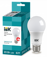 Лампа IEK A60 20W 4000K E27 1800Лм (10/100)