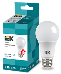 Лампа IEK A60 7W 4000K E27 500Лм (10/100)