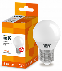 Лампа IEK G45 5W 3000K E27 380Лм (шарик) (10/100)