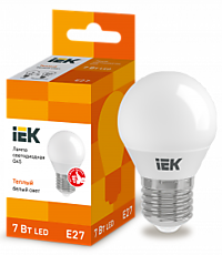 Лампа IEK G45 7W 3000K E27 500Лм (шарик) (10/100)