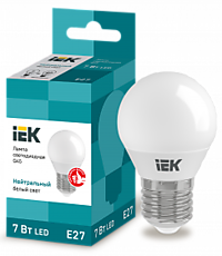 Лампа IEK G45 7W 4000K E27 500Лм (шарик) (10/100)