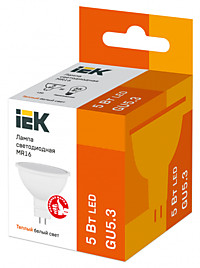 Лампа IEK MR16- 5W 3000K GU5.3 380Лм (10/200)