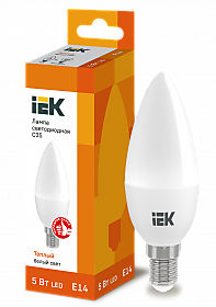 Лампа IEK С35 5W 3000K E14 380Лм (свеча) (10/100)