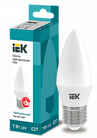 Лампа IEK С35 7W 4000K E27 630Лм (свеча) (10/100)