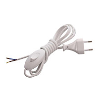 Шнур с переключателем-бра Rexant 1.8м ШВВП 2х0.5 белый (10/300)