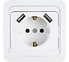 Розетка CLASSICO 1-ая c/з 2хUSB 2047 белый (10)