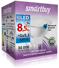 Лампа Smartbuy MR16 GU5.3  8.5W 6000K 700Лм (100)