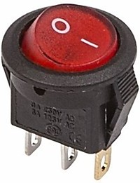 Выключатель Rexant вкл-выкл 6А круглый красный micro (10)