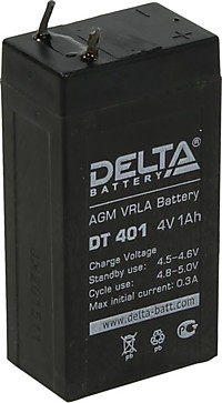 Аккумулятор Delta DT401 4-1.0 4V 1.0Ah 35x22х64мм (10)