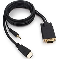 Кабель HDMI-VGA 15М+ауд 1.8м Gold Cablexpert