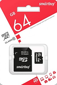 Карта micro-SD SmartBuy 64GB Class 10 + адаптер (SDXC) LE