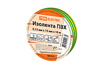 Изолента TDM 0.13 х 15мм х 10м зеленый (10/350)