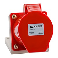 Розетка 124 стационарная 3Р+РЕ 32А 380В КЭАЗ IP44 (5)