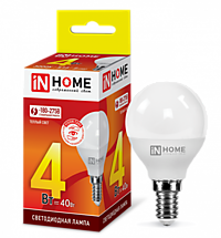 Лампа IN-HOME G45 4Вт 3000К Е14 360Лм (шарик) (10)